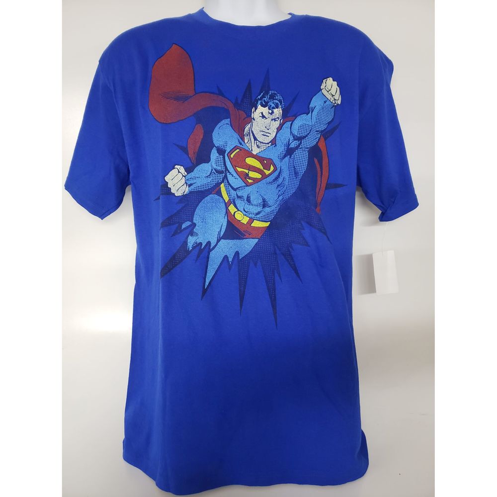 DC Comics Originals Superman Graphic Short Sleeve T-shirt Adult Size Large Blue